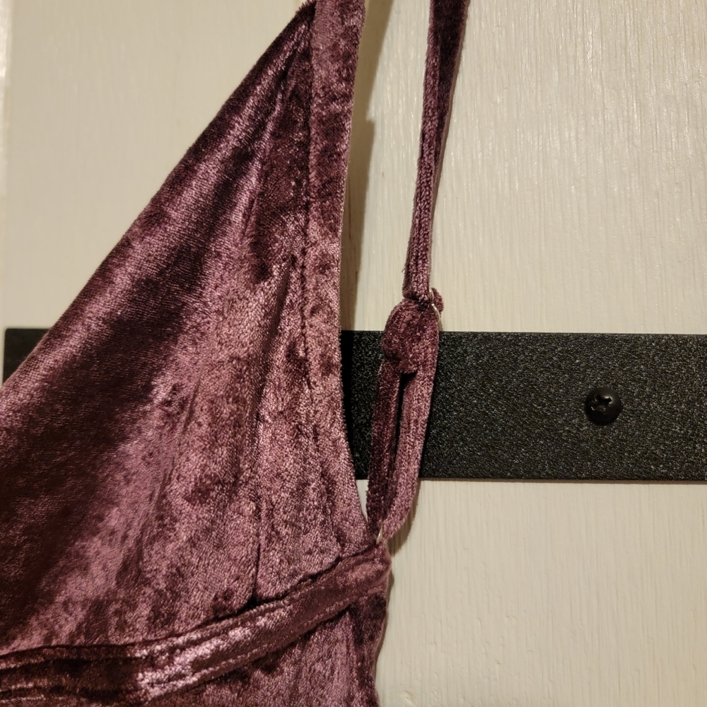 NWT Free People All Night Velvet Tunic Top Purple Fig Jam Cami Size XS - Picture 3 of 6